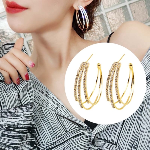 Khuyên tai đính đá pha lê phong cách Hàn Quốc thanh lịch dành cho nữ