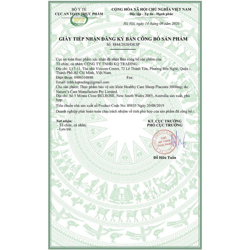 Date 2026- Viên uống nhau thai cừu Healthy care Sheep Placenta 100 Viên Úc