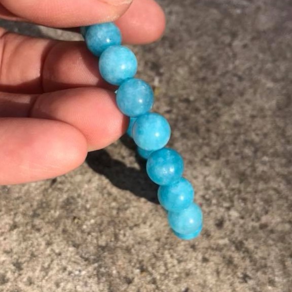 Vòng tay đá Amazonite sắc xanh ngọc thanh khiết.8ly