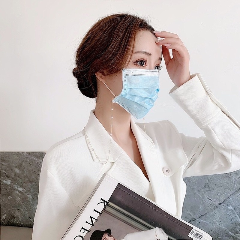 Dây Đeo Cổ Kiêm Mặt Nạ Mắt Đính Hạt Ngọc Trai Chống Thất Lạc Tiện Dụng