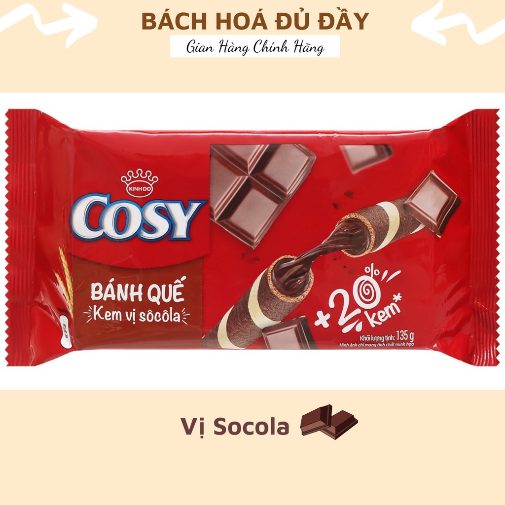 Bánh Quế Cosy nhân ngập tràn vị Socola, Dâu , Cam và Lá Dứa