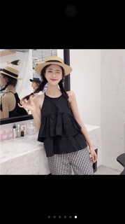 Set áo yếm + quần kẻ