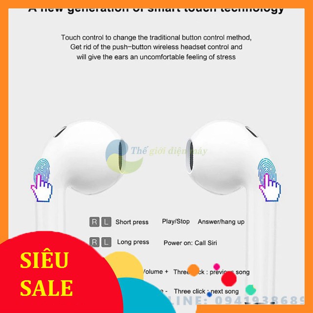 [SiêuRẻ] Tai nghe bluetooth I12 TWS - Bảo hành 6 tháng - Shop Thế giới điện máy .