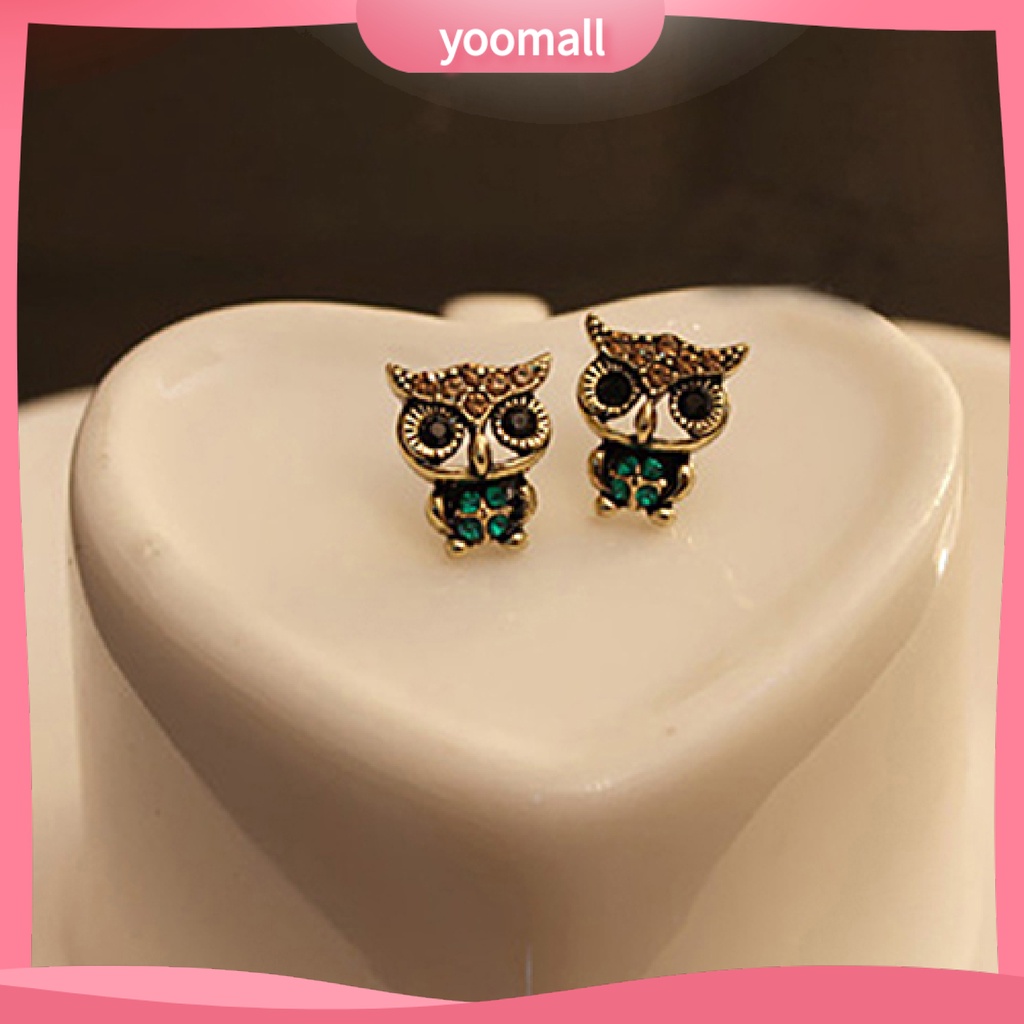 Khuyên tai hình chim cú đính đá phong cách cổ điển thanh lịch dành cho nữ