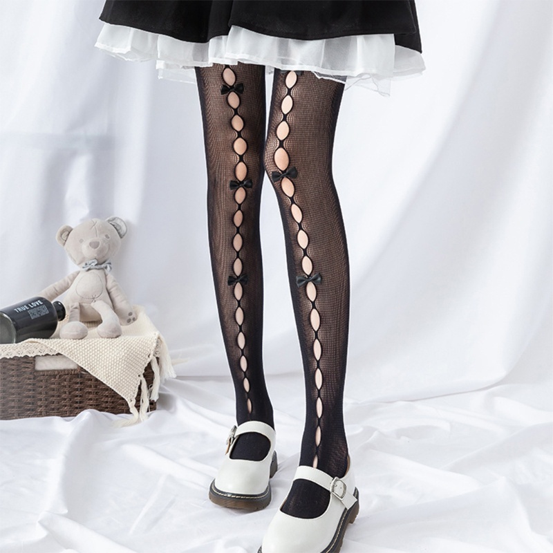 Quần Tất Lưới Đính Nơ Phong Cách Lolita Cho Nữ