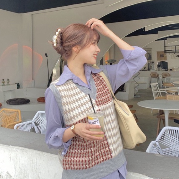 Gile Len Nữ GUMAX Ullzang, Áo Gile Len Cổ Chữ V Hàng Quảng Châu Thời Trang Cao Cấp | BigBuy360 - bigbuy360.vn