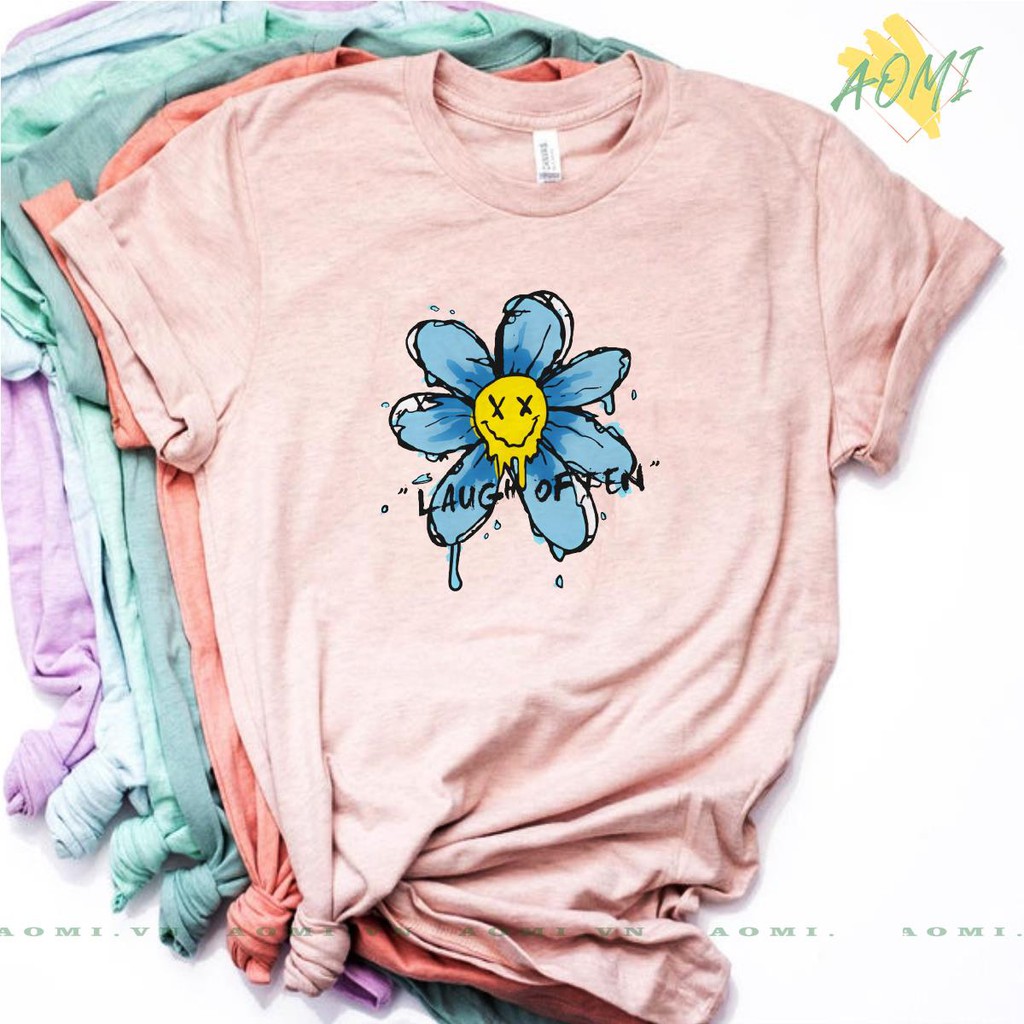 ÁO THUN UNISEX AOMI HOA HẢI ĐƯỜNG JACK J97 ĐOM ĐÓM TAY NGẮN TAY LỠ NAM NỮ CHẤT LƯỢNG CAO