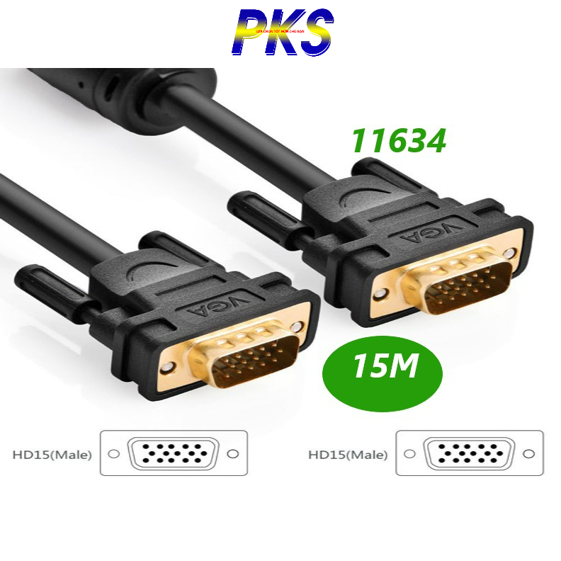 Cáp VGA 15M hỗ trợ full HD Ugreen 11634 mạ vàng cao cấp