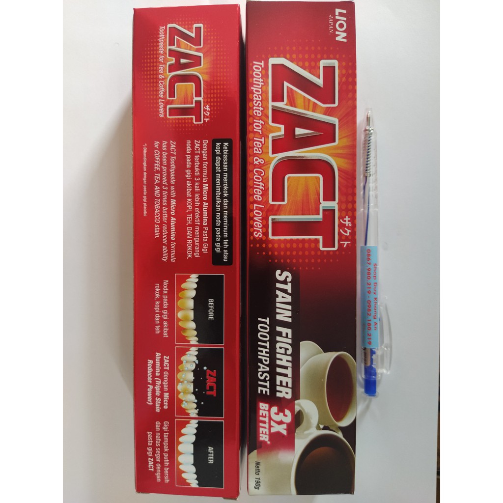 Kem đánh răng ZACT 190g ( Đặc biệt dành cho người uống trà, cafe, hút thuốc lá)