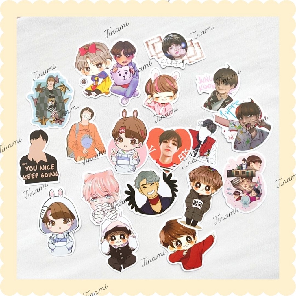 40 Sticker hình dán chống nước Idol BTS hình to ép lụa trang trí sưu tầm làm quà Tinami BTS-002