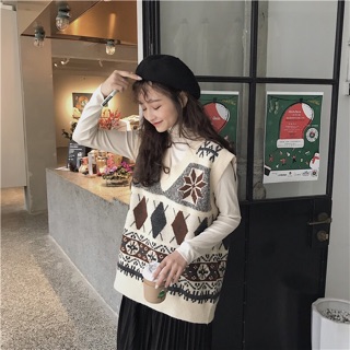 Áo gile len hoạ tiết (ảnh thật ở cuối)