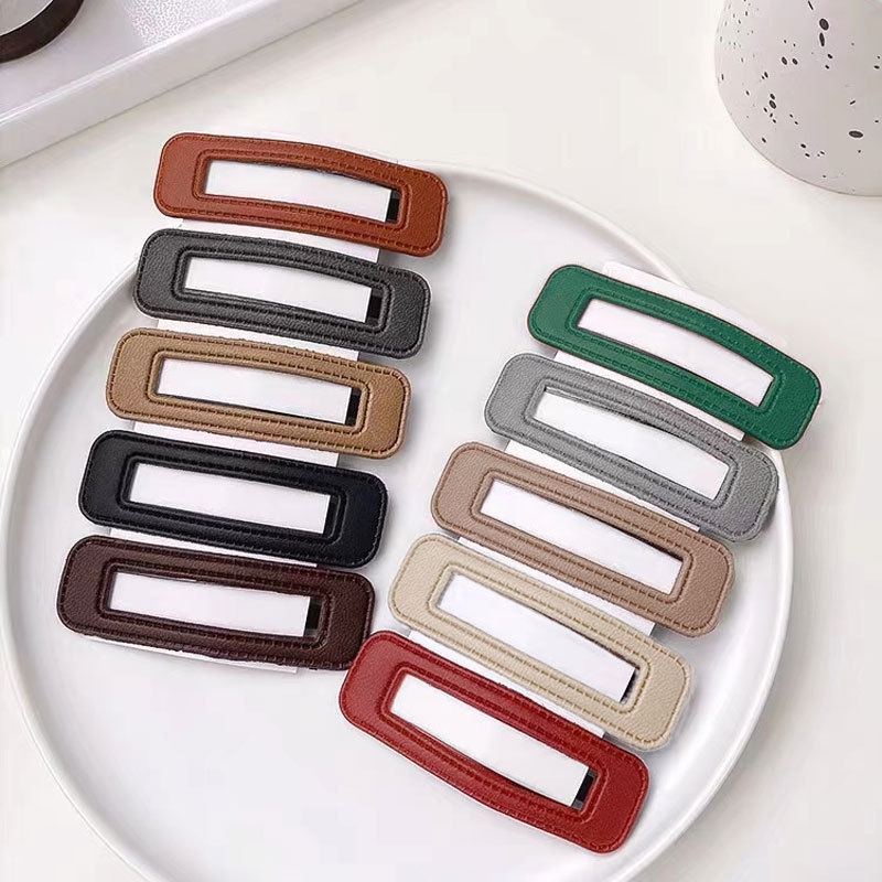 Kẹp tóc da thiết kế đơn giản phong cách cổ điển thanh lịch dành cho nữ