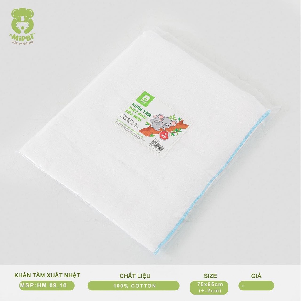 Khăn tắm xô Mipbi kích thước 80x90cm
