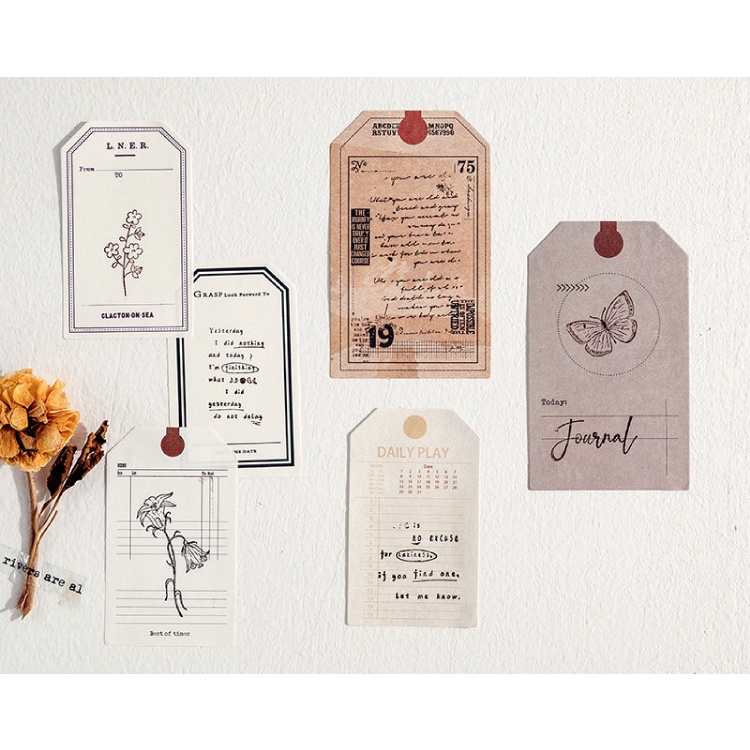 Peach 30Pcs Vintage tag tag message sticker pack Journal Scrapbook Decor Sticker