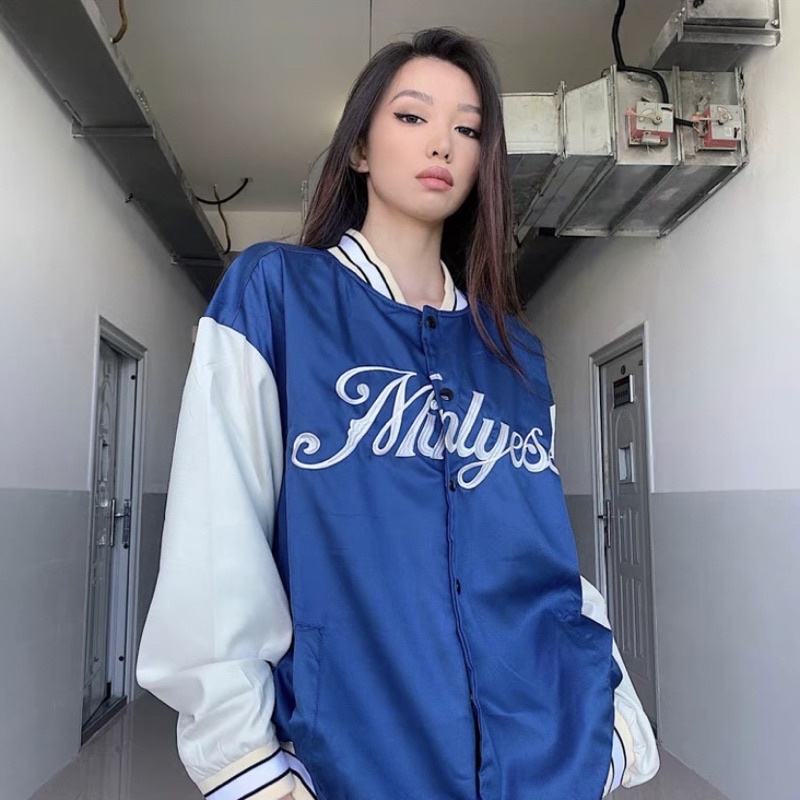 Áo khoác bóng chày  Nelly Heybig form rộng dành cho nam và nữ Minlyese 59