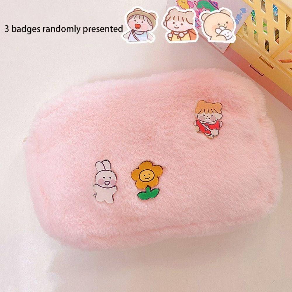 Aaron1 Túi Đựng Bút Bằng Vải Lông Sức Chứa Lớn Có Khóa Kéo Sắp Xếp Gọn Gàng Sáng Tạo Cho Học Sinh