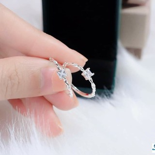Nhẫn bạc nữ đá xoắn 4 chấu