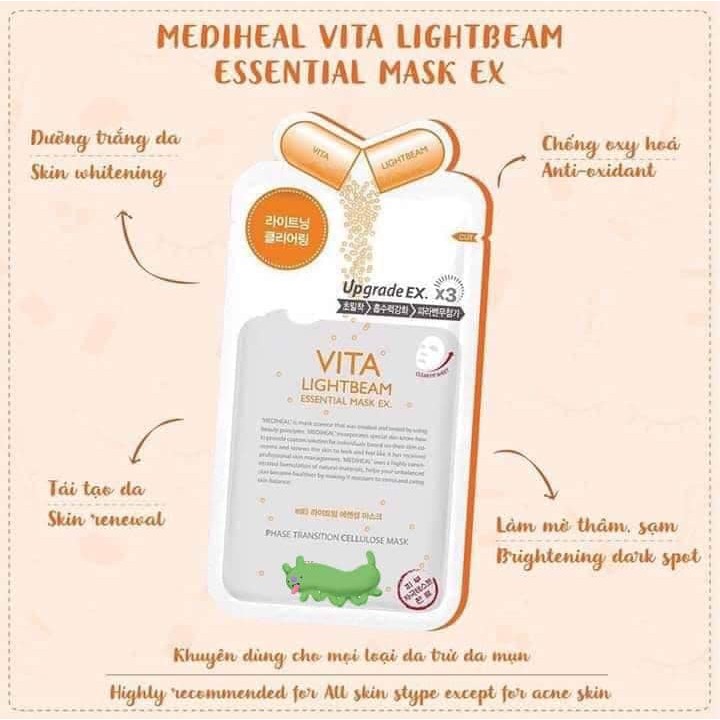 Mặt nạ dưỡng da Mediheal Teatree, Vita Lightbeam, Placenta Revital và Collagen EX Essential Mask 24ml | BigBuy360 - bigbuy360.vn