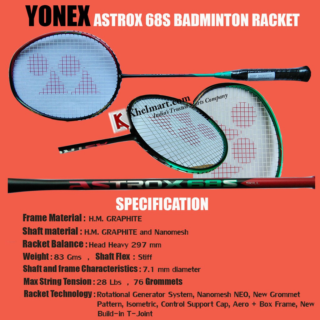 [CHÍNH HÃNG] Vợt cầu lông Yonex Astrox 68S ( bảo hành 3 tháng)