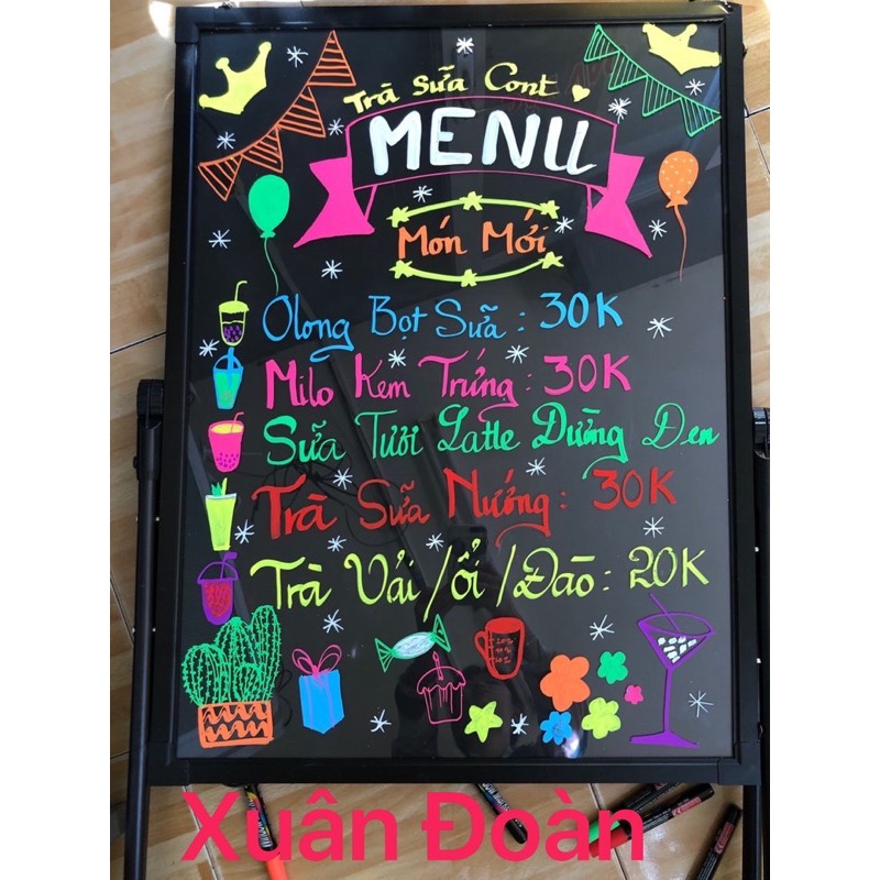 BẢNG ĐÈN LED VIẾT TAY DẠ QUANG KT 60 x 80cm + Hộp bút