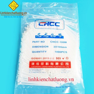 Combo 2 túi dây thít nhựa 10cm 3x100 màu trắng loại thường (túi 1000c)