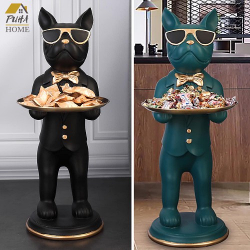 Tượng chó bồi bàn ôm khay sang trọng đẳng cấp - HÀNG CÓ SẴN - decor trang trí nhà cửa