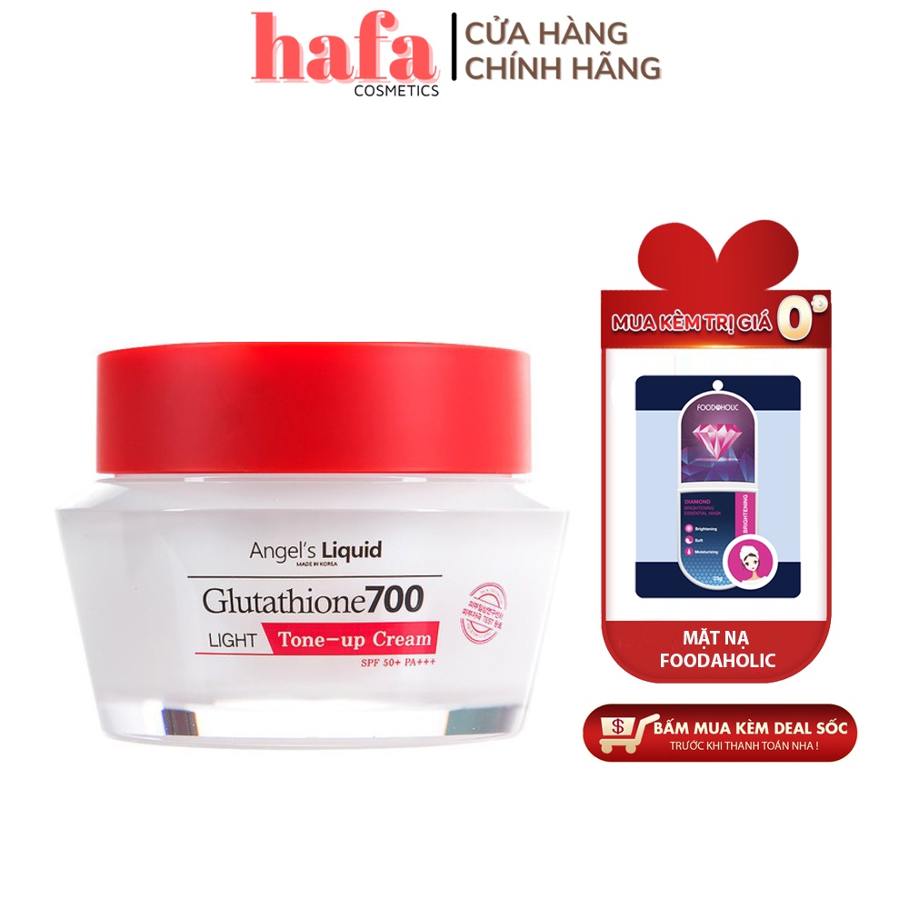 Kem dưỡng trắng da, bật tone Angel’s Liquid Glutathione700 Light Tone-up Cream SPF50+ PA+++ 50ml (deal sốc Foodaholic)