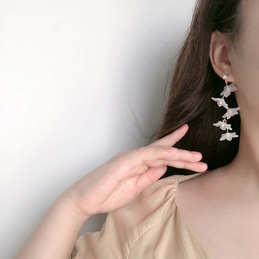 Trang sức đôi bông tai hình bông hoa Arcylic dễ thương bắt mắt cho nữ