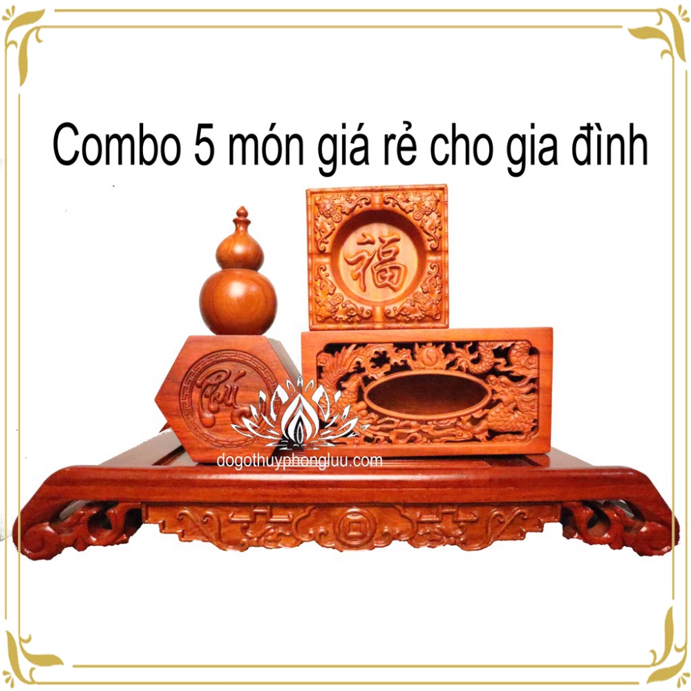 Combo 5 món giá rẻ khay trà lan đũa,gạt tàn,hộp giấy,hộp đựng chè,ống tăm,gỗ hương cao cấp