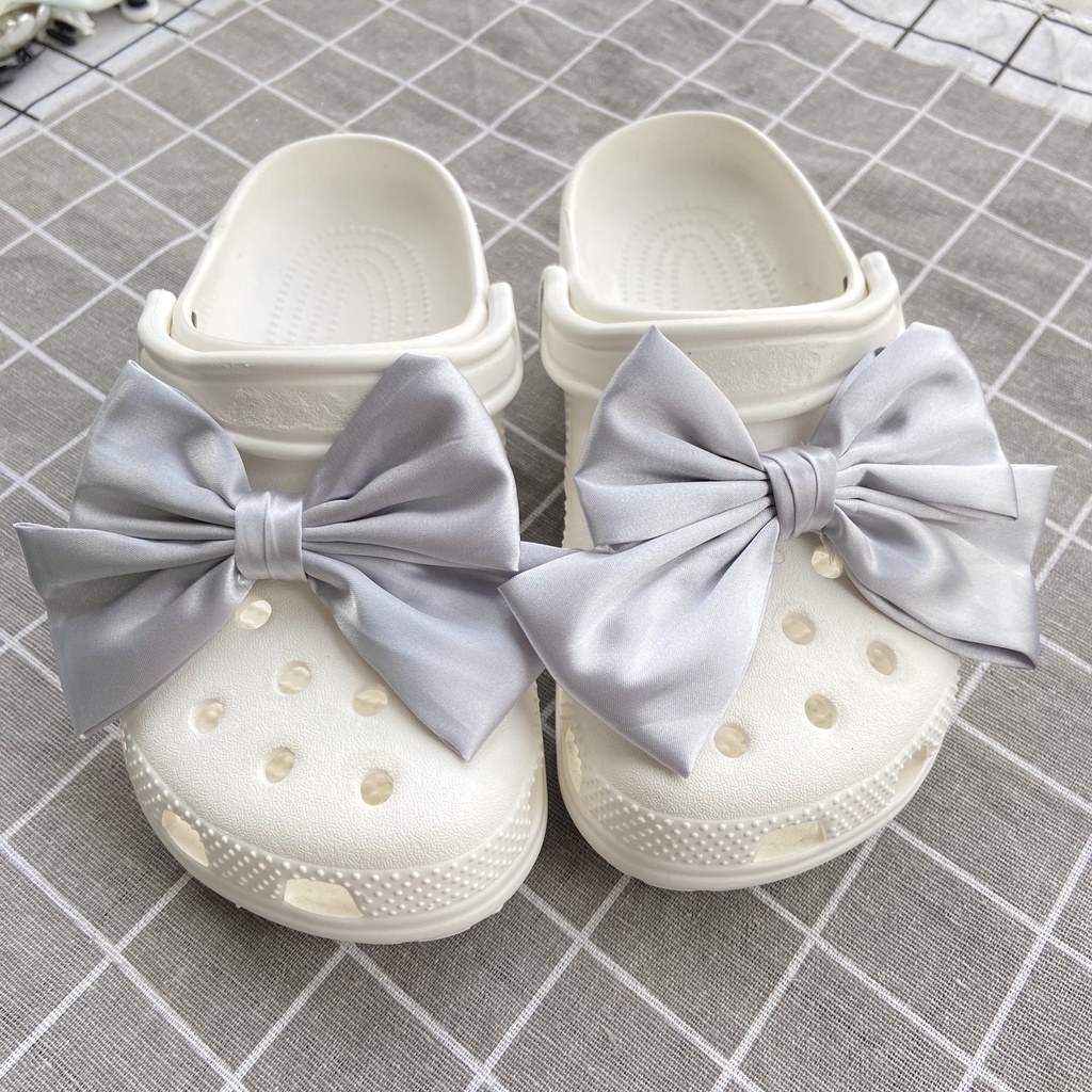 crocs sticker Set 2 Phụ Kiện Nút Giày Thời Trang#Nơ Satinshoes sticker Accessories Stickers Sandals Shoe Decoration