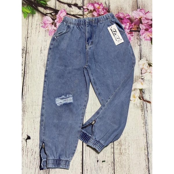 Quần jeans baggy lưng thun lưng cao( hình chụp)