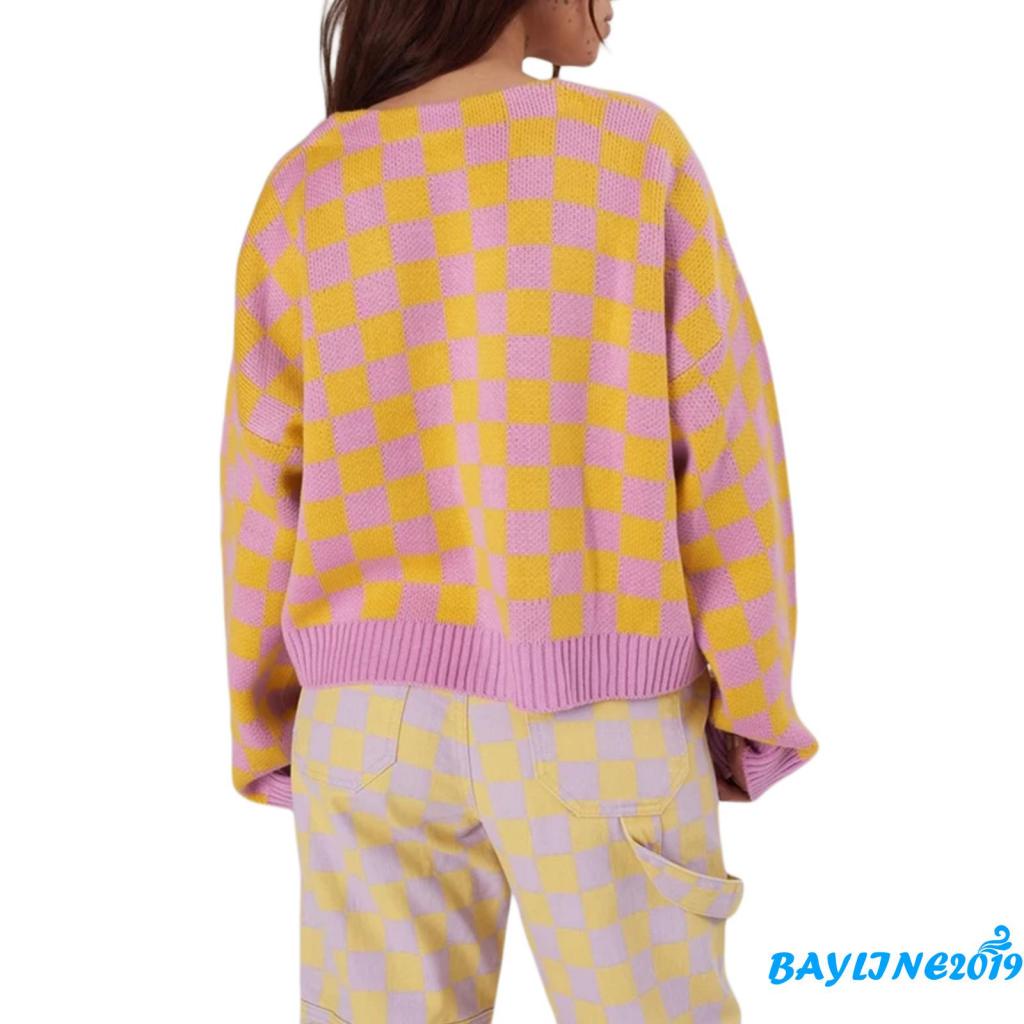 Áo khoác cardigan dệt kim tay dài cổ chữ V cài nút màu vàng tím cho nữ