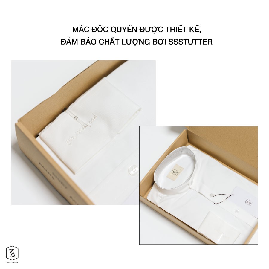 Áo Sơ mi cổ tàu nam SSSTUTTER sơ mi dài tay trắng đen vải bamboo chống nhăn xù bai màu thoáng mát linh hoạt Man Shirt | BigBuy360 - bigbuy360.vn