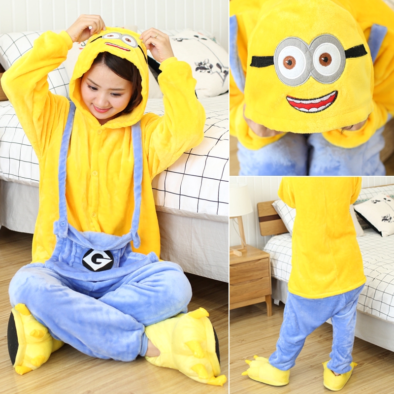 Bộ đồ ngủ tay dài in hoạt hình Minion dễ thương cho nữ