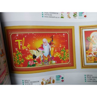 tranh đính đá mừng thọ kt 100x60cm
