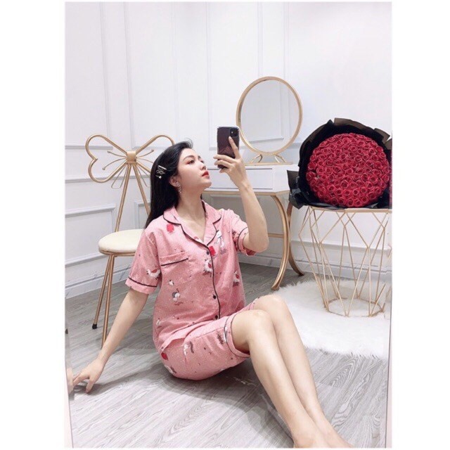 [Kate mềm] Bộ Pijama lửng chất Kate Thái mềm freesize&lt;60kg