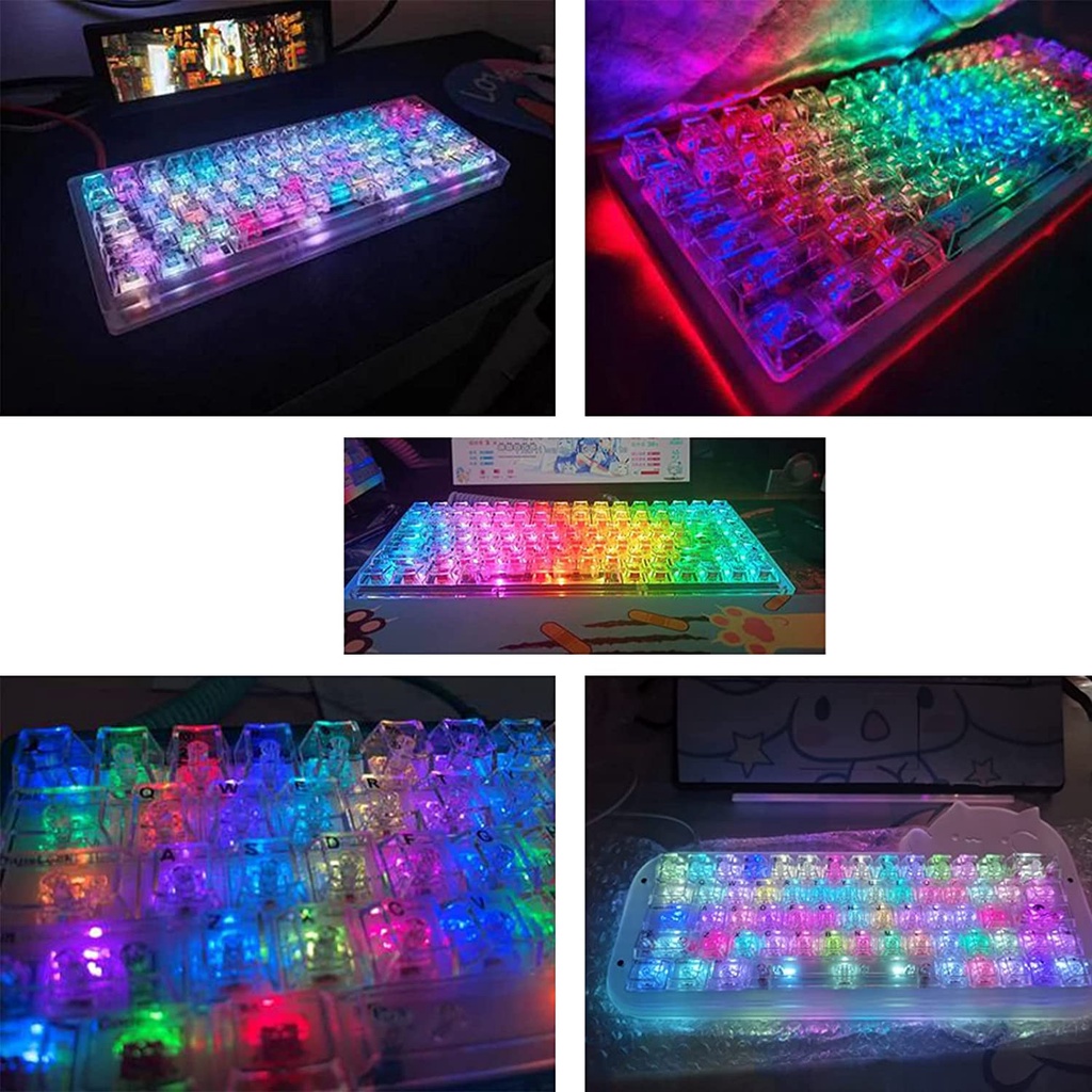 Keycaps 137 Phím Clear Crystal Keycaps Dye-Thăng hoa Keycaps tùy chỉnh Cherry Profile Alice cho Cherry Gateron MX Công tắc bàn phím cơ