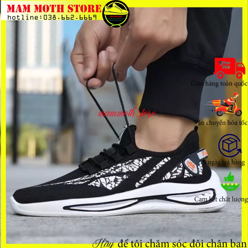 Giày thể thao nam 7L, giày sneaker nam đủ 2 màu đen trắng hàng quảng châu mạnh mẽ khỏe khoắn shop MAMMOTH