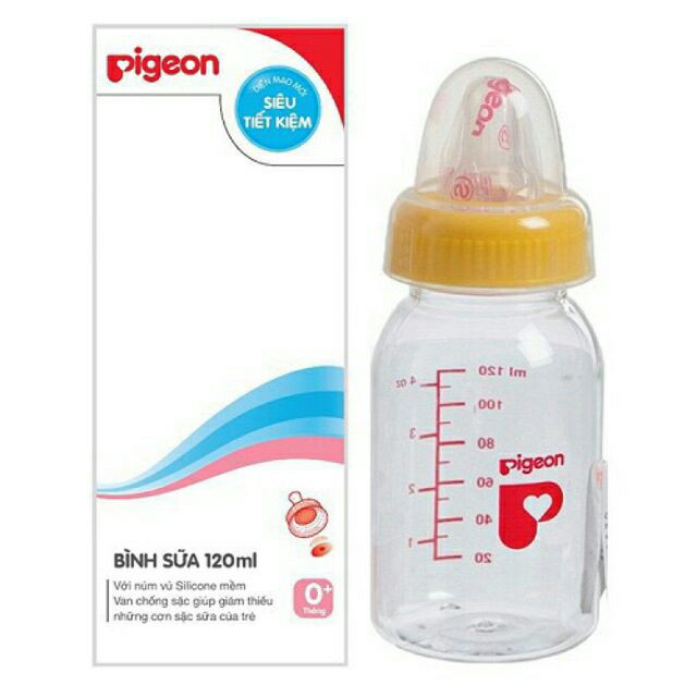 (kèm theo van chống sặc) Bình sữa pigeon 120ml.240ml