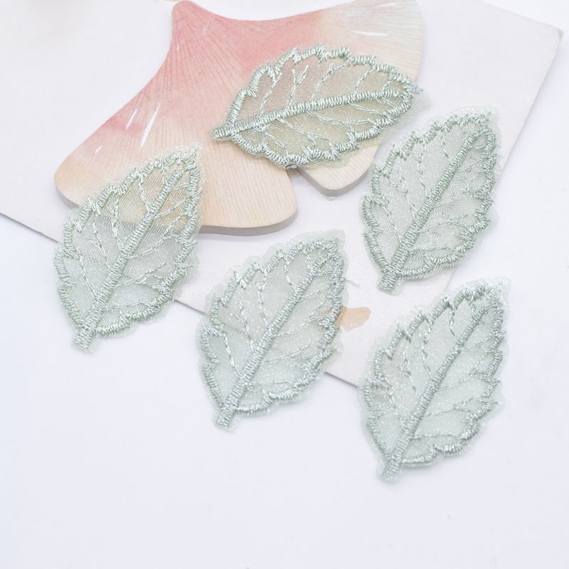 Set 20 Miếng Vải Ren Hình Lá 48 * 28mm Làm Phụ Kiện Trang Trí Quần Áo / Mũ / Giày Dép