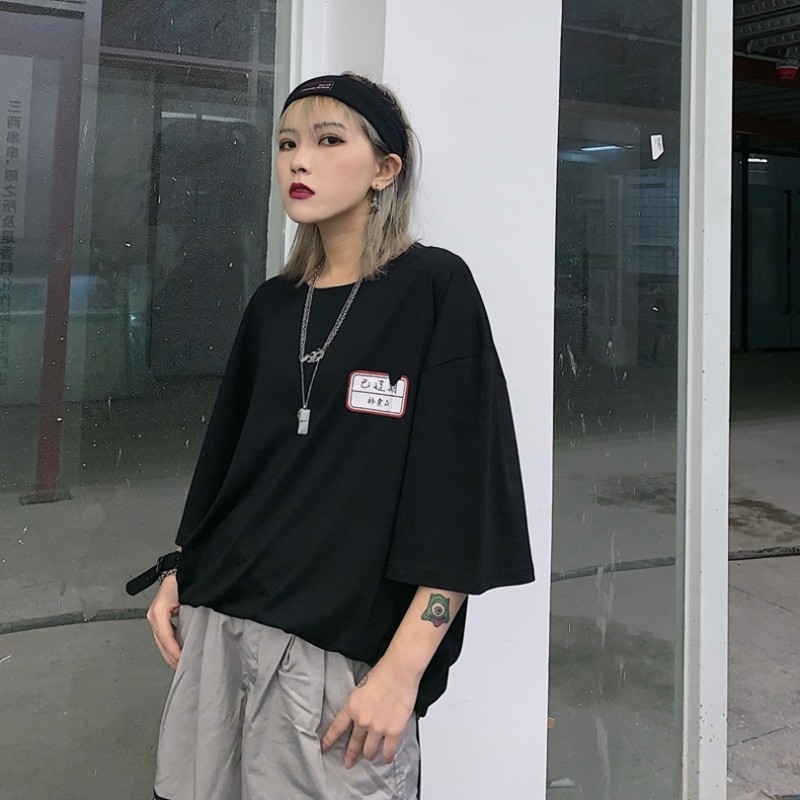 Áo phông unisex nam nữ tay lỡ thun form rộng HCNB teen cổ tròn oversize cotton giá rẻ màu đen trắng tee pull freesize