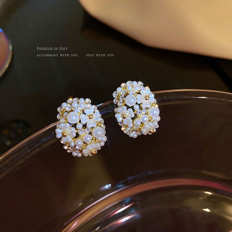 Đôi Bông Tai Mạ Bạc 925 Hình Bông Hoa Đính Đá Thời Trang Cho Nữ