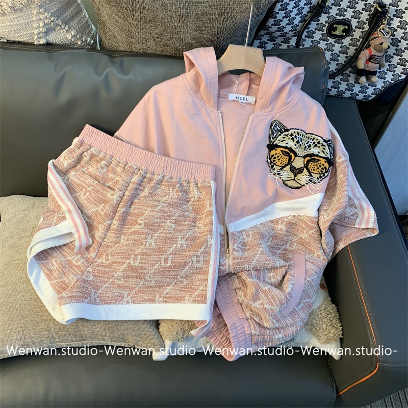 Bộ Đồ Thể Thao Hai Mảnh Áo Hoodie + Quần Short Phong Cách Hong Kong Kích Thước 2022 MM Mới Cho Nữ