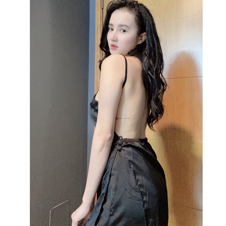 Đồ ngủ sexy / Set bộ 2 dây áo form dài có mút ngực, chất liệu SATIN cao cấp loại 1, mềm mịn mát, freesize dưới 65kg Sexy | BigBuy360 - bigbuy360.vn