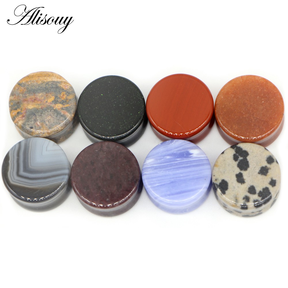 Alisouy 1 Cặp Khuyên Nong Tai Bằng Đá opal Tự Nhiên 5-18mm