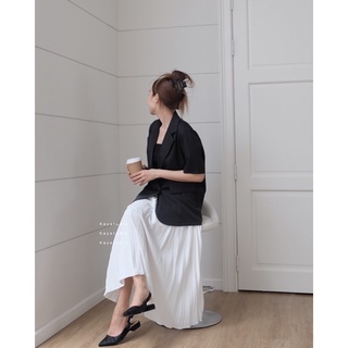 [KAYSTUDIO] CHÂN VÁY XẾP LY TRẮNG
