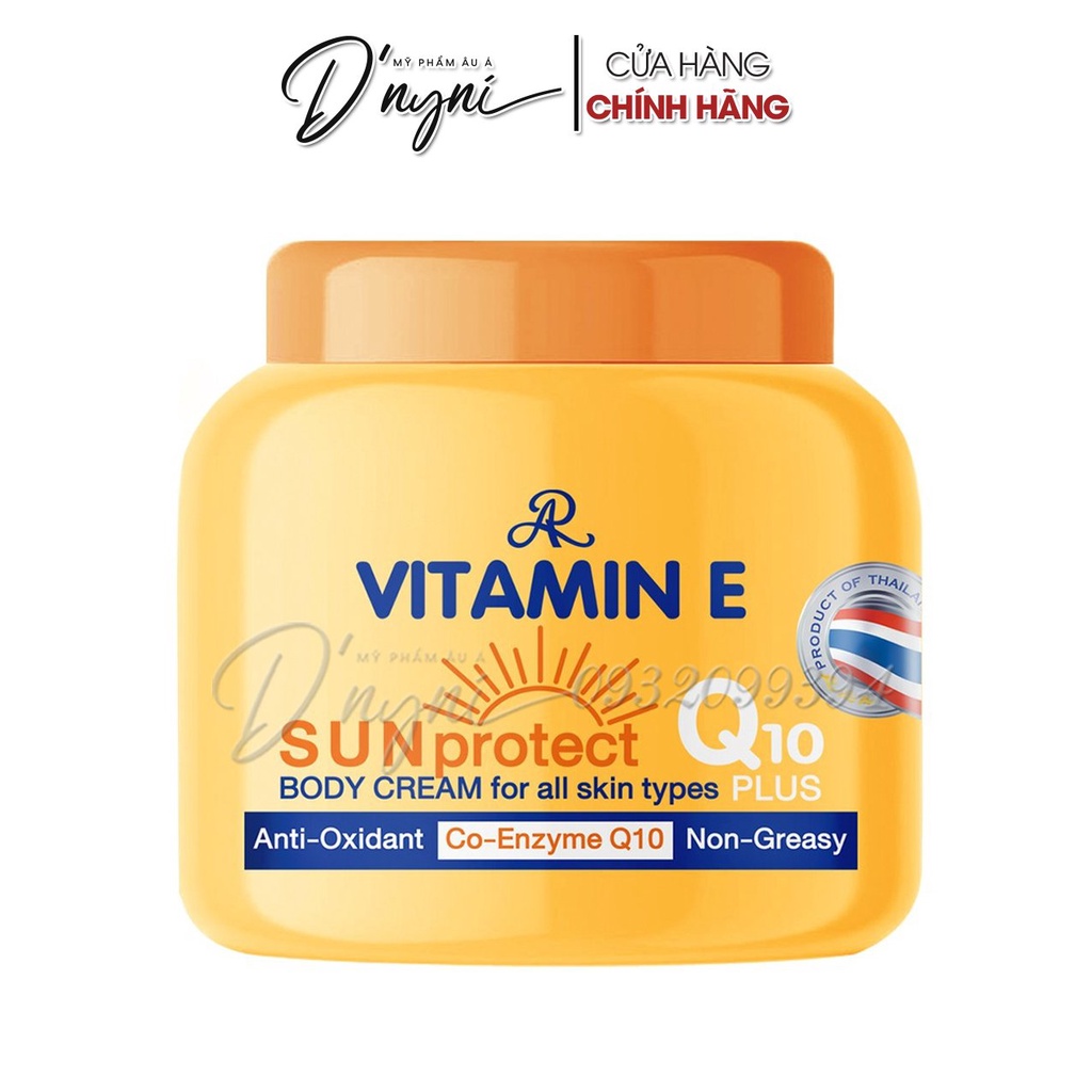Kem Dưỡng Trắng Chống Nắng Toàn Thân Vitamin E AR SUN Protect Q10 Plus Body Cream 200g Thái Lan