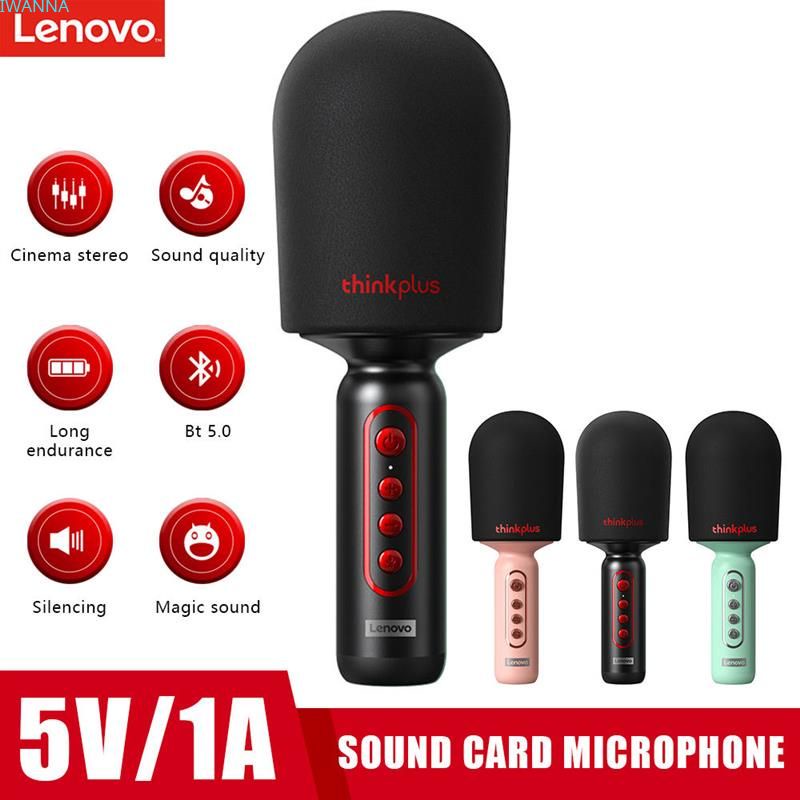 ◇ Lenovo M1 Không Dây Cầm Tay Microphone Cầm Tay DJ Bluetooth-Tương Thích Karaoke Loa cho KTV Máy Tính Điện Thoại Nhà Webcam Đen