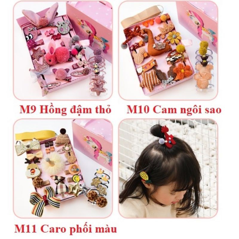 Bộ kẹp-buộc tóc 24 chi tiết siêu hót, phong cách hàn quốc cho bé gái