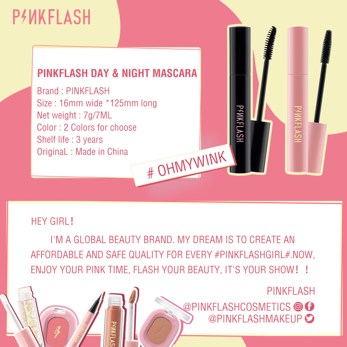 [Hàng mới về] Mascara PINKFLASH Với 2 Loại Tùy Chọn Kháng Nước Giúp Chuốt Mi Cong Và Dài | BigBuy360 - bigbuy360.vn